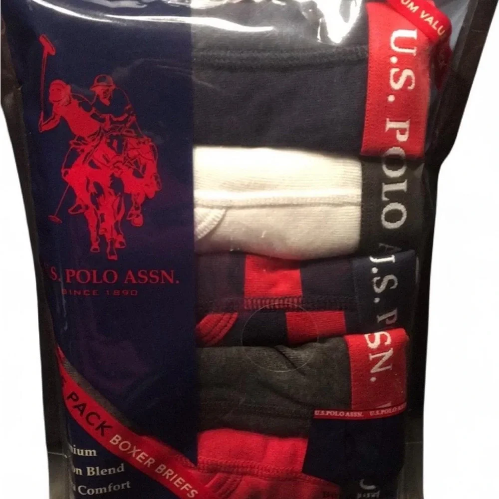 U.S. Polo Assn. 5 Pack Boys Boxer Briefs, M (8-10)